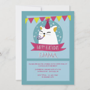 Birthday Cat Invitation Kaart