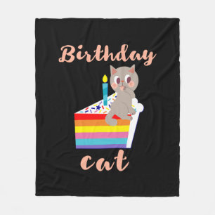 Birthday Cat - kawaii grijze kattenverjaardag Fleece Deken