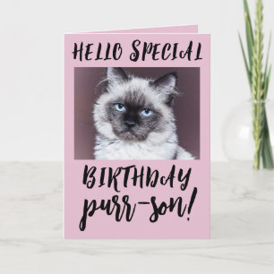 BIRTHDAY CAT SIAMESE PERSIAN WENSKAART KAART