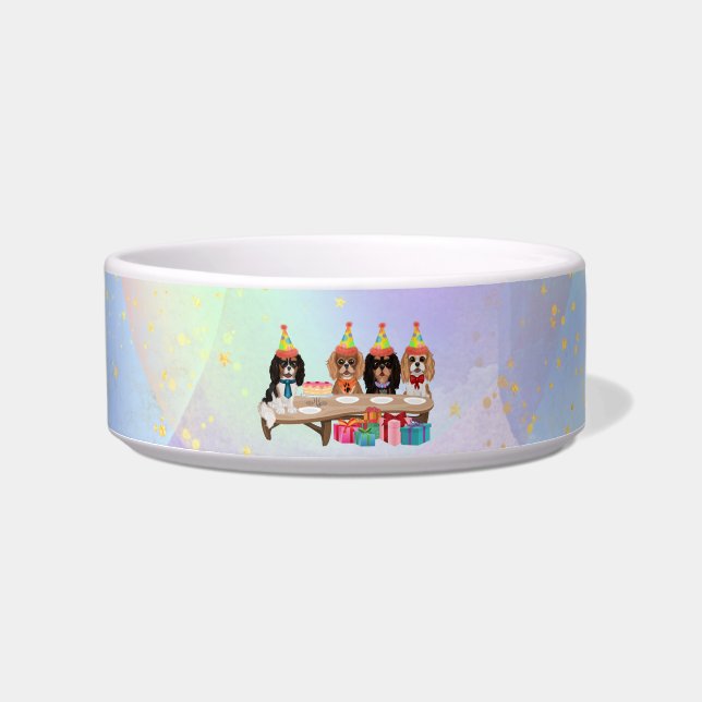 Birthday Cavalier King Charles Spaniel Bowl Voerbakje (Voorkant)