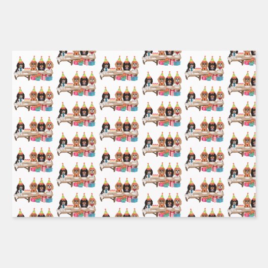 Birthday Cavalier King Charles Spaniel Gift Wrap Inpakpapier Vel (Voorkant)