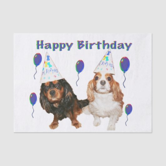 Birthday Cavalier King Charles Spaniels Tissuepapier (Voorkant)