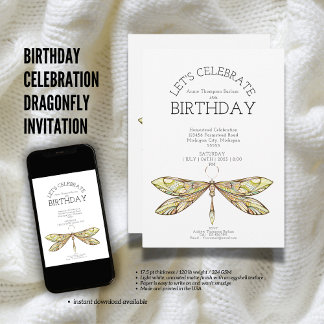 Birthday Celebration Dragonfly Kaart