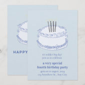 Birthday Celebration – Editable Party Invitation T Kaart (Voorkant / Achterkant)