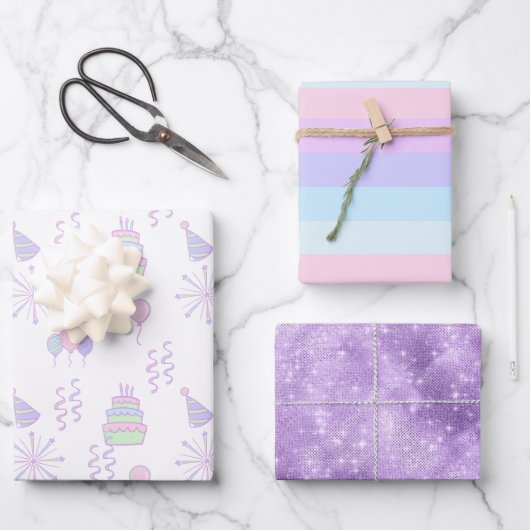 Birthday Celebration Pattern Rainbow ID722 Inpakpapier Vel (Voorkant)