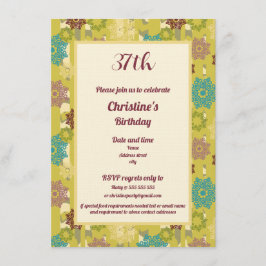 Birthday Celebration Urban Floral Pattern Kaart