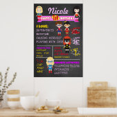 Birthday Chalkboard Girls Superhelds Party Poster (Keuken)