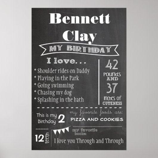 Birthday Chalkboard Poster (Voorkant)