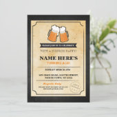 Birthday Cheers Beers Chalk Bar Invite Kaart (Staand voorkant)