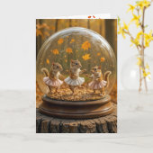 Birthday Chipmunks Dancing In a Glass Globe Kaart (Gele Bloem)