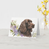 Birthday Chocolate Cocker Spaniel Kaart (Gele Bloem)