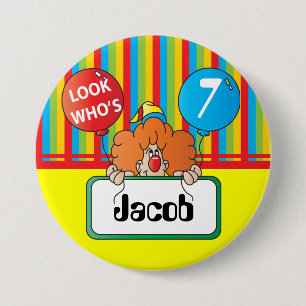 Birthday Clown Personaliseren Ronde Button 7,6 Cm