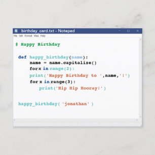 Birthday Coder Format Notitieblok Computer Program Briefkaart