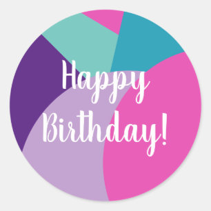 Birthday Colorful Happy Birthday Hot Pink Paars Ronde Sticker