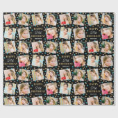 Birthday Confetti Aangepaste naam Foto Collage Bla Cadeaupapier (Vlak)