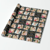 Birthday Confetti Aangepaste naam Foto Collage Bla Cadeaupapier (Uitgerold)