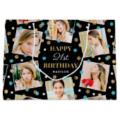 Birthday Confetti Aangepaste naam Foto Collage Bla Groot Cadeauzakje (Voorkant)