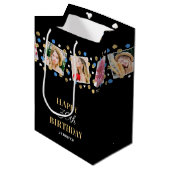 Birthday Confetti Aangepaste naam Foto Collage Blu Medium Cadeauzakje (Voorkant Gekanteld)