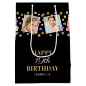 Birthday Confetti Aangepaste naam Foto Collage Paa Medium Cadeauzakje (Achterkant)