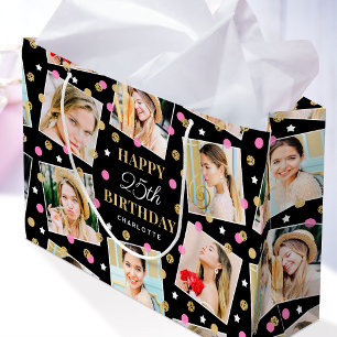 Birthday Confetti Aangepaste naam Foto Collage Pin Groot Cadeauzakje
