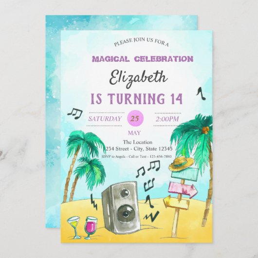 Birthday Cool Beach Kaart (Voorkant / Achterkant)