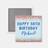 Birthday Cool Blue Colorful Confetti Magneet (Voorkant / Achterkant)