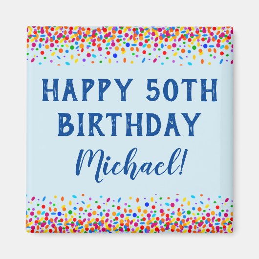 Birthday Cool Blue Colorful Confetti Magneet (Voorkant)