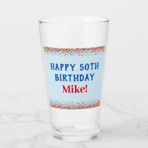 Birthday Cool Blue Colorful Confetti Pint Glass Glas
