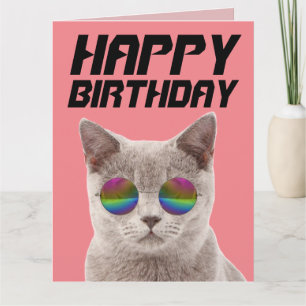 BIRTHDAY COOL CAT MET GROTE ZONGELS KAARTEN