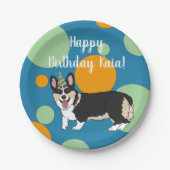 Birthday Corgi Papieren Bordje (Voorkant)
