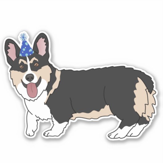 Birthday Corgi Sticker (Voorkant)