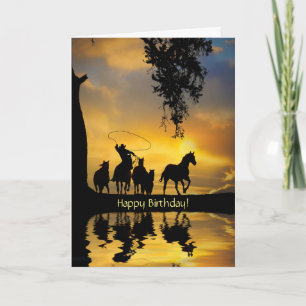 Birthday Country Western Cowboy Happy Trails Kaart