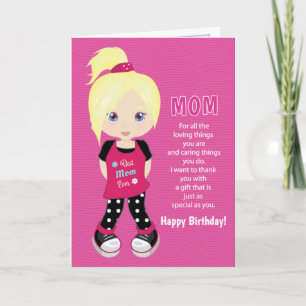 Birthday Coupons voor mama - Blonde Girl Kaart