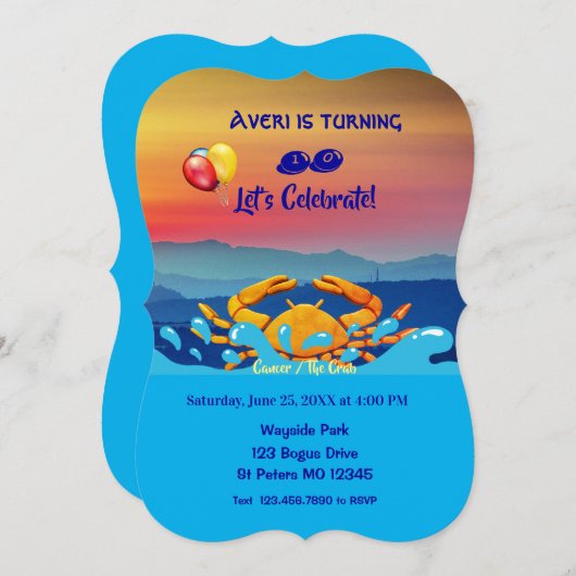 Birthday Crab Symbol/Cancer (21 juni - 22 juli) I Kaart (Voorkant / Achterkant)