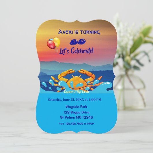 Birthday Crab Symbol/Cancer (21 juni - 22 juli) I Kaart (Staand voorkant)