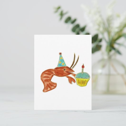 Birthday Crawfish Cupcake Briefkaart (Staand voorkant)