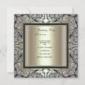 Birthday Cream Mint Gold Silver Black Bow 2 Kaart (Achterkant)