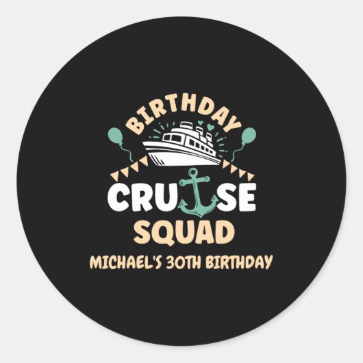 Birthday Cruise Squad  Ronde Sticker (Voorkant)