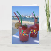 Birthday/Cumpleaños Strawberry Daiquiris - kaart (Voorkant)