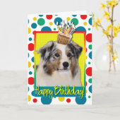 Birthday Cupcake - Australian Shepherd Kaart (Gele Bloem)