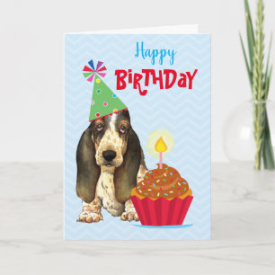 Birthday Cupcake Basset Kaart