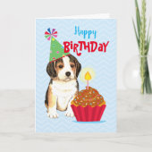 Birthday Cupcake Beagle Kaart (Voorkant)