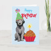 Birthday Cupcake Bedlington Terrier Card Kaart (Voorkant)