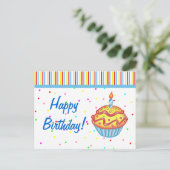 Birthday Cupcake Briefkaart (Staand voorkant)