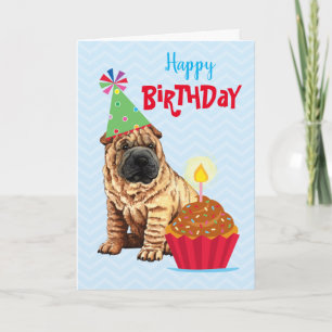 Birthday Cupcake Chinese Shar-Pei Kaart