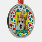 Birthday Cupcake - Corgi - Owen Metalen Ornament (Rechts)