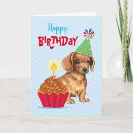 Birthday Cupcake Dachshund Kaart