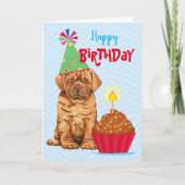 Birthday Cupcake Dogue de Bordeaux Kaart (Voorkant)