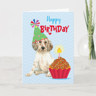 Birthday Cupcake English Setter Kaart