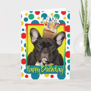 Birthday Cupcake - French Bulldog - Blauwgroen Kaart